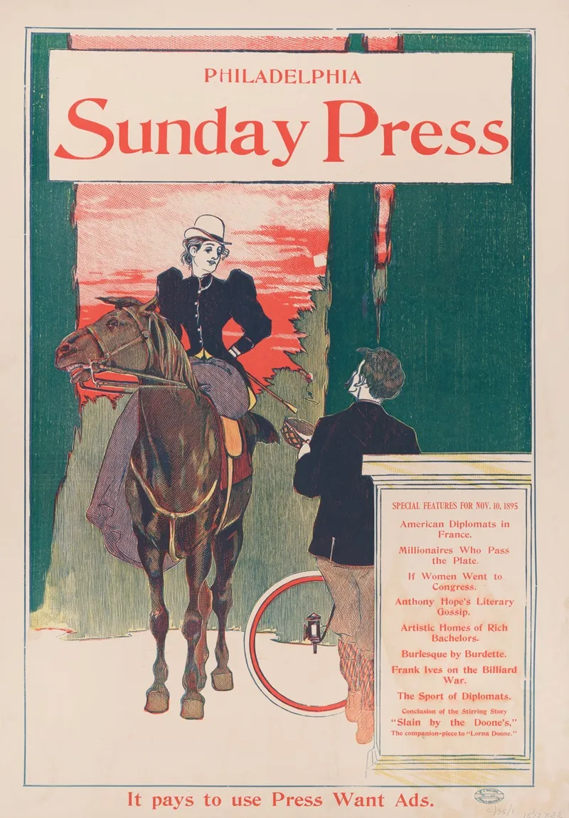 Sunday Press Special Features Nov 10 1895 Wall Art by George Reiter Brill - High-Resolution Digital Print