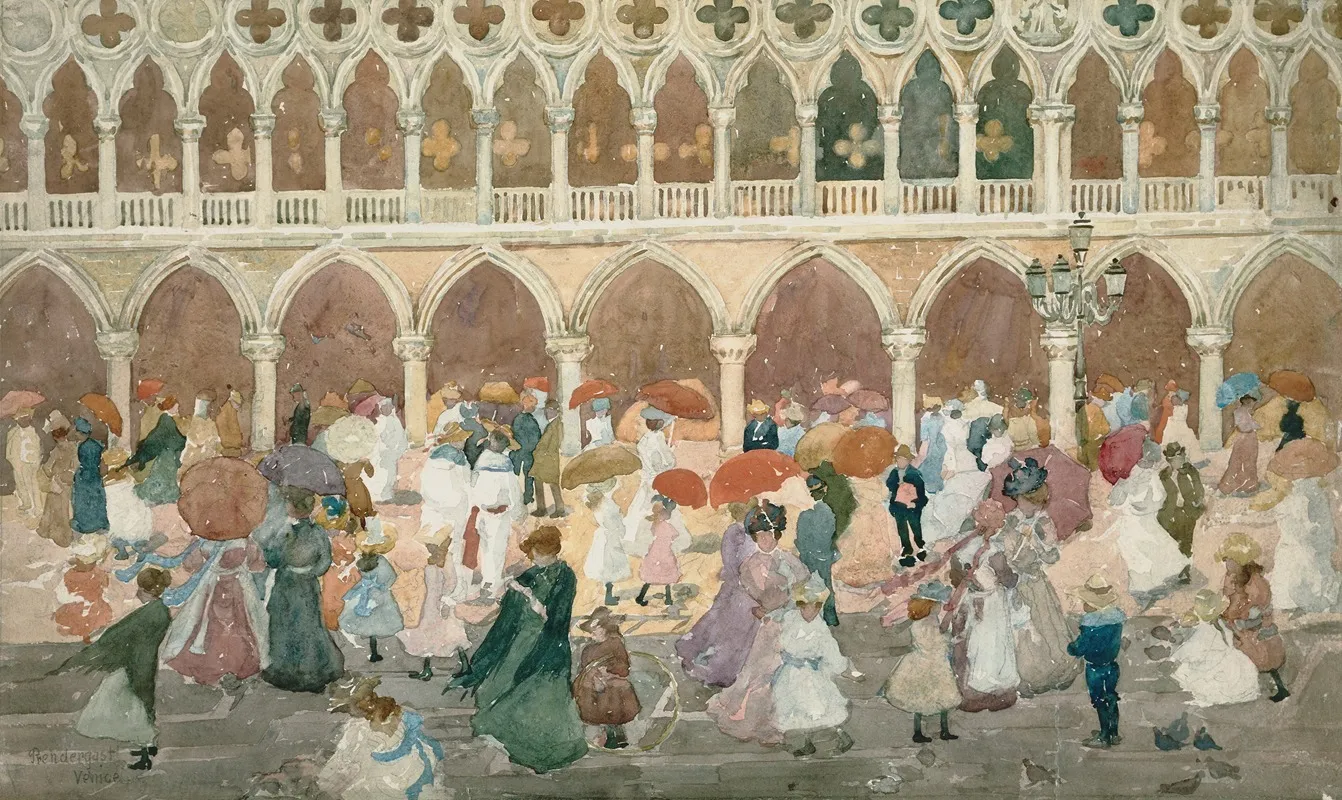 Sunlight On The Piazzetta Wall Art by Maurice Prendergast - High-Resolution Digital Print