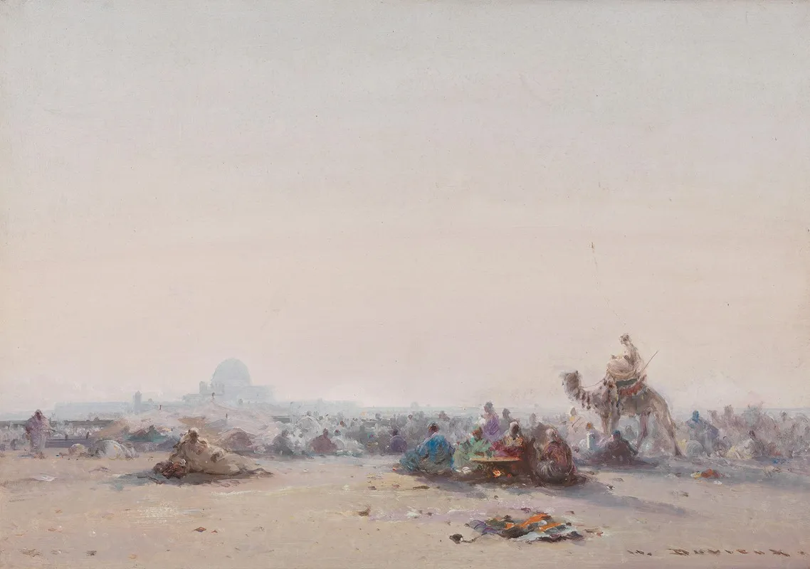 Sunrise In The Desert At The Gates Of A City Wall Art by Henri Duvieux - High-Resolution Digital Print