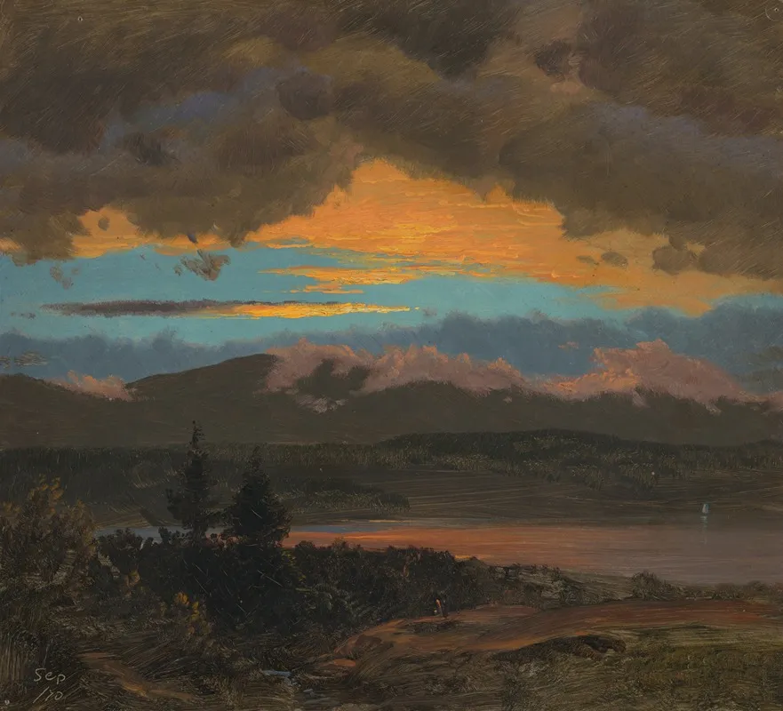 Sunset Across The Hudson Valley New York Wall Art by Frederic Edwin Church - High-Resolution Digital Print