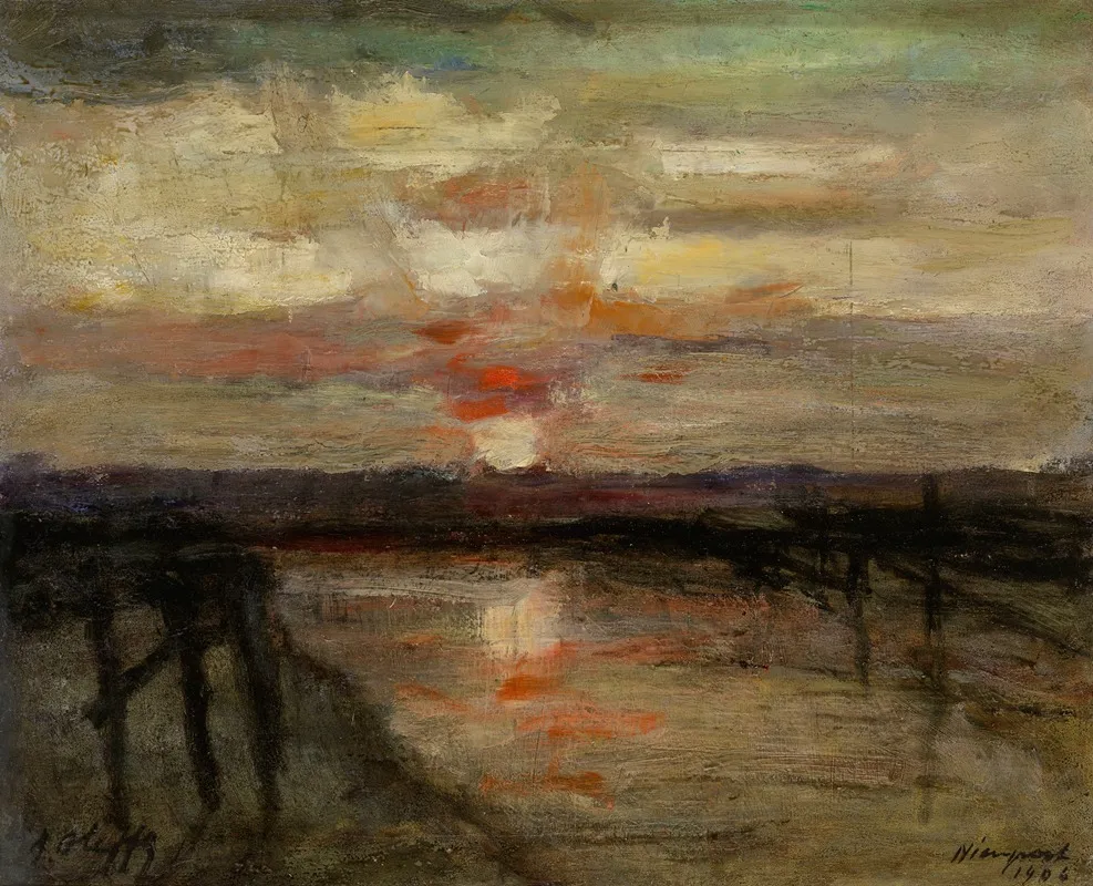 Sunset In Nieuwpoort Wall Art by Auguste Oleffe - High-Resolution Digital Print