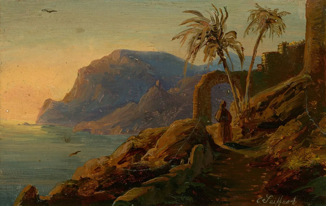 Sunset On Capri Wall Art by Carl Friedrich Seiffert   - High-Resolution Digital Print