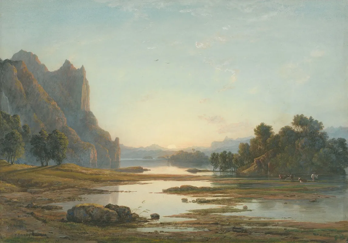 Sunset Over A River Landscape