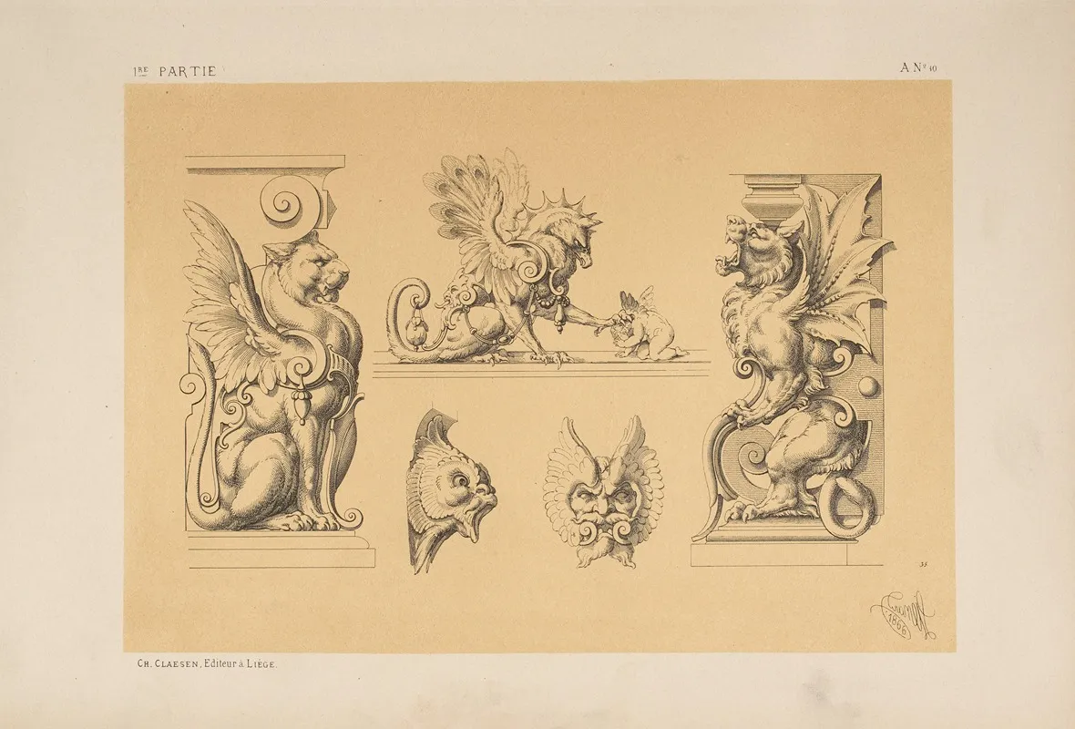 Supports Mascarons Gargouilles Wall Art by Michel Liénard - High-Resolution Digital Print