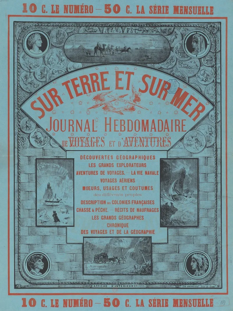 Sur Terre Et Sur Mer Journal Hebdomadaire De Voyages Et Daventures Wall Art by J. Gerlier - High-Resolution Digital Print