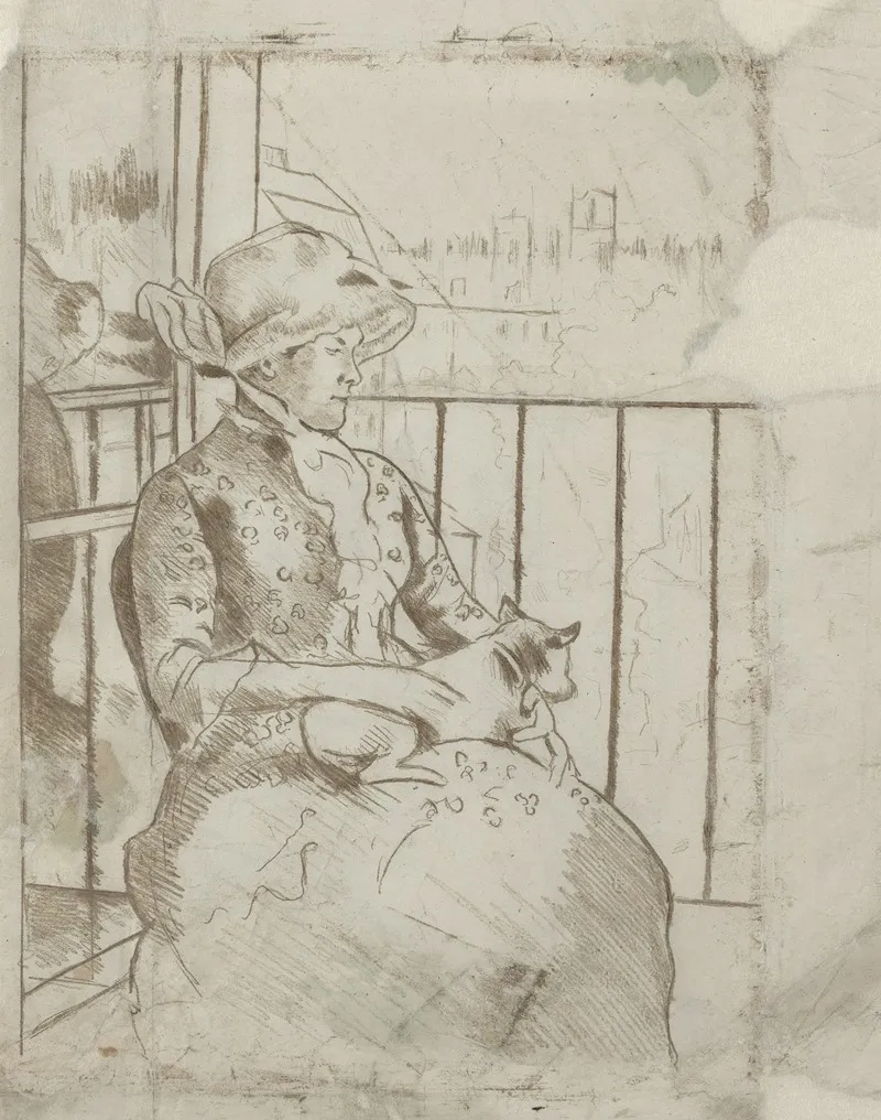 Susan On A Balcony Holding A Dog Verso