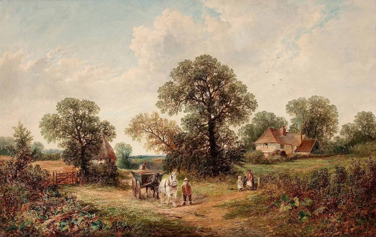 Sussex Landscape Rural Scene With Hay Cart Wall Art by James Edwin Meadows - High-Resolution Digital Print