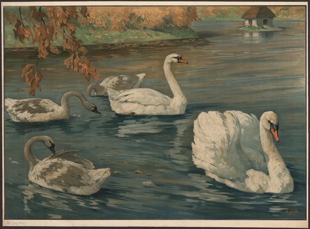 Swans Wall Art by Hans Schmidt - High-Resolution Digital Print