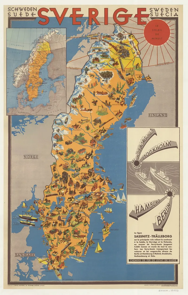 Sweden Suede Sverige Wall Art by Kartografiska institutet - High-Resolution Digital Print