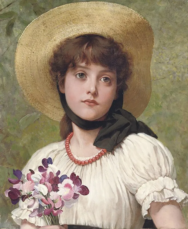 Sweetpeas Wall Art by George Dunlop Leslie - High-Resolution Digital Print