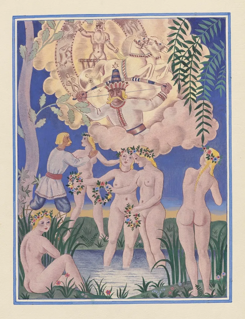 Swieto Rusalek U Gory Perkun Na Wozie I Bialun Wall Art by Zygmund Olesiewicz - High-Resolution Digital Print