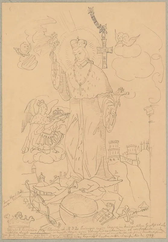 Swiety Kazimierz Krolewicz Rysunek Wedlug Ryciny Franciszka Waclawa Balcewicza Z 1749 Roku