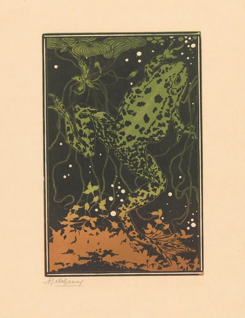 Swimming Frog Wall Art by Julie de Graag - High-Resolution Digital Print