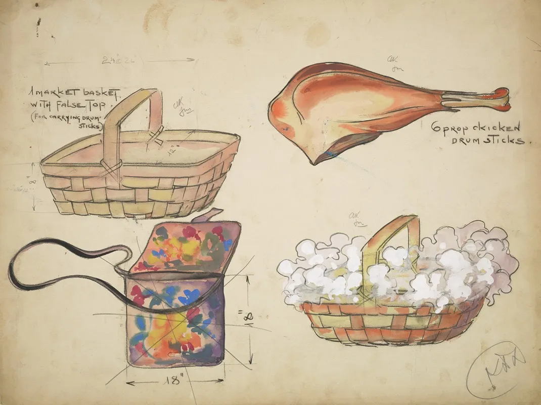 Swing It Market Basket Chicken Drumsticks Props Wall Art by Alex Jones - High-Resolution Digital Print