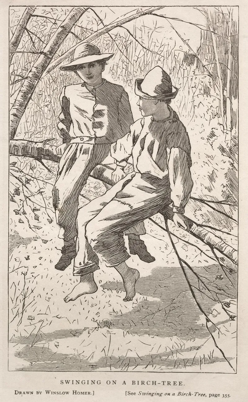 Swinging In A Birch Tree Wall Art by Winslow Homer - High-Resolution Digital Print