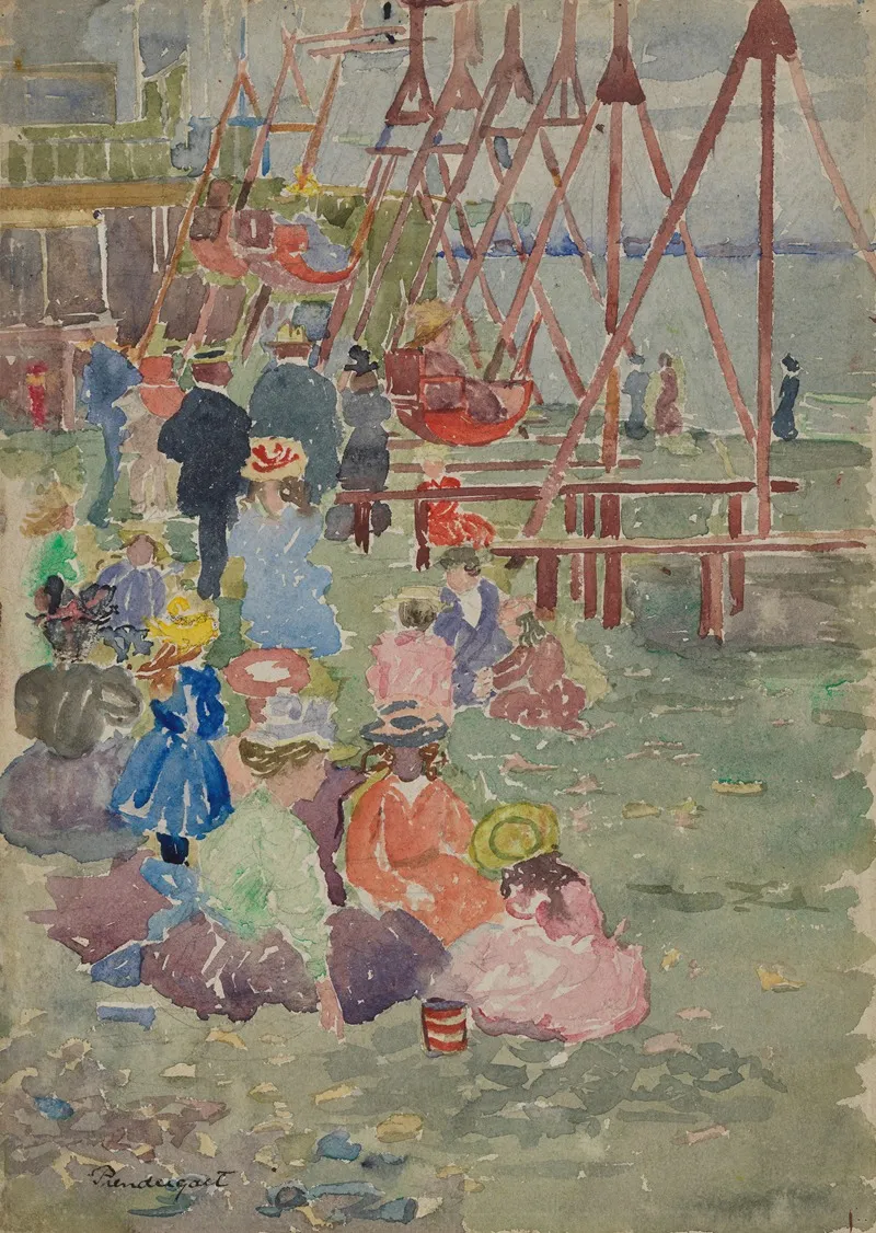 Swings Revere Beach Wall Art by Maurice Prendergast - High-Resolution Digital Print