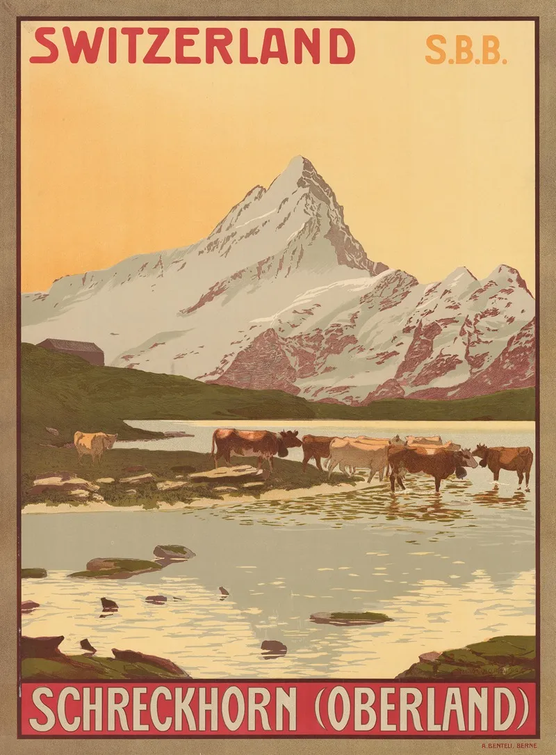 Switzerland S B B Schreckhorn Oberland Wall Art by Plinio Colombi - High-Resolution Digital Print