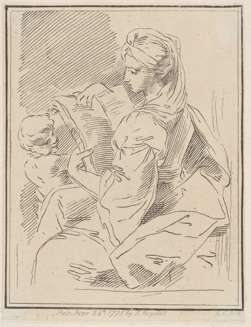 Sybil Holding A Book With A Child At Left Wall Art by Giuseppe Canale - High-Resolution Digital Print