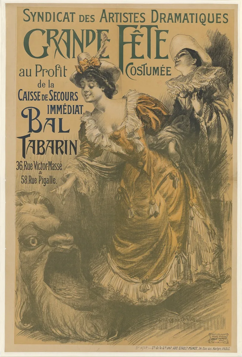 Syndicat Des Artistes Dramatiques Grande Fete Costumee Au Profit De La Caisse De Secours Immediat Wall Art by Maurice de Lambert - High-Resolution Digital Print
