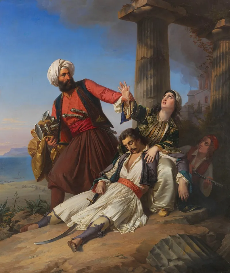 Szene Aus Dem Griechischen Freiheitskampf Wall Art by Paul Emil Jacobs - High-Resolution Digital Print