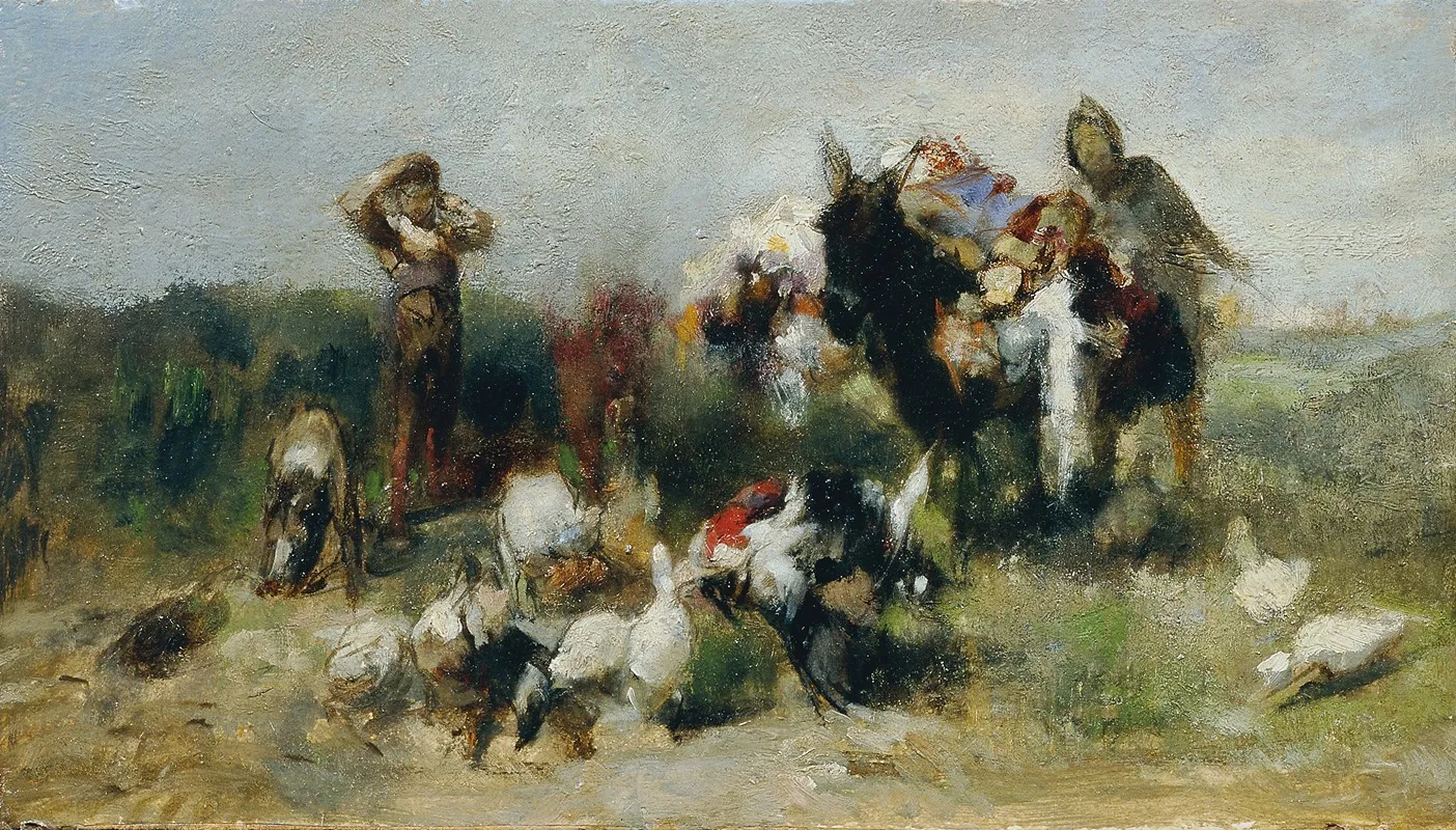 Szene Aus Don Quichote Kampf Mit Dem Geflugel
