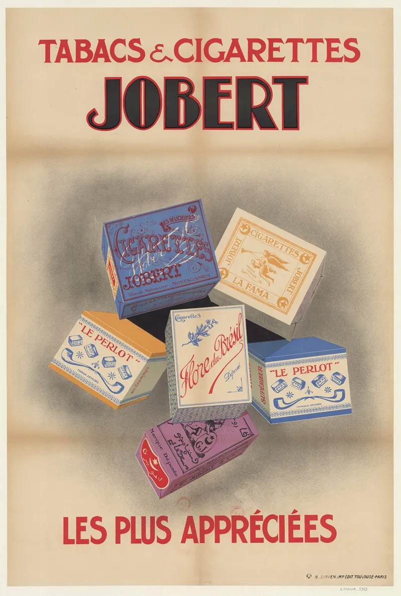 Tabacs Cigarettes Jobert Les Plus Appreciees Wall Art by Imp. B. Sirven - High-Resolution Digital Print
