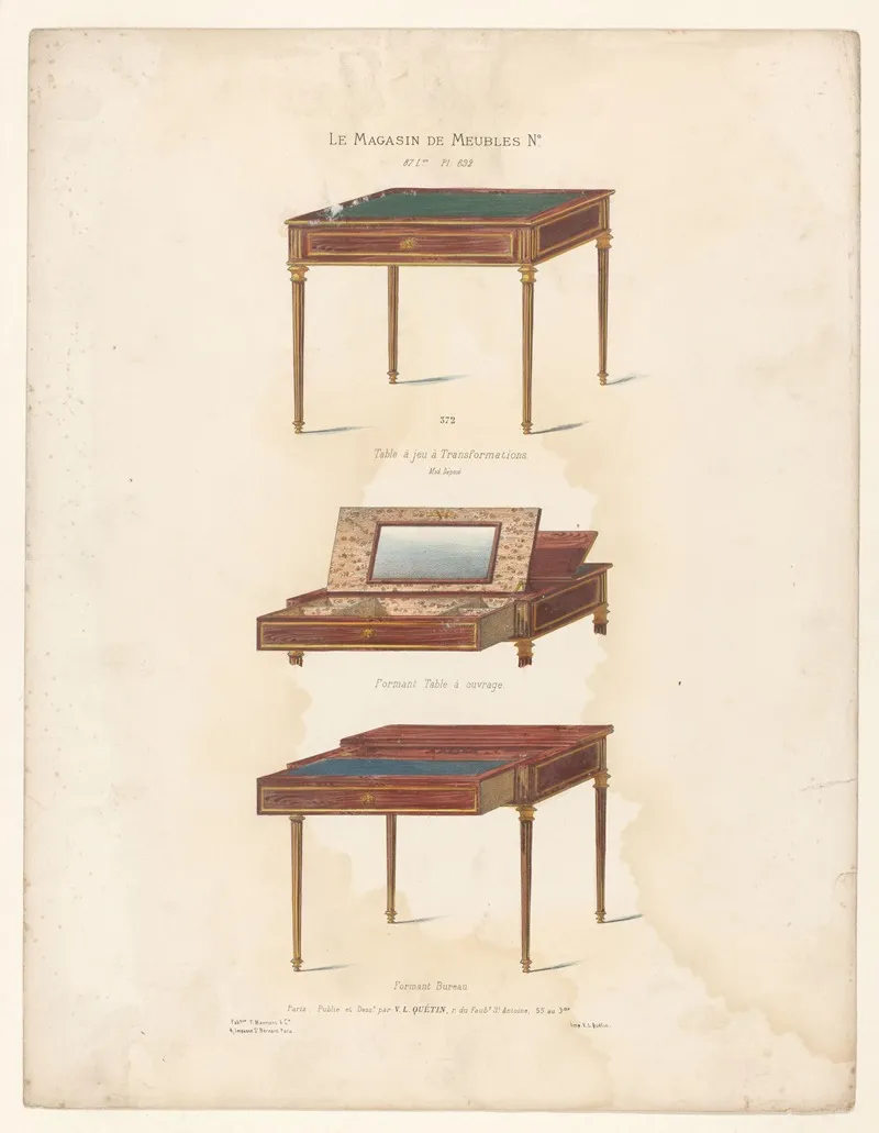 Table A Jeu A Transformations Formant Table A Ouvrage Formant Bureau Wall Art by Victor Léon Michel Quétin - High-Resolution Digital Print