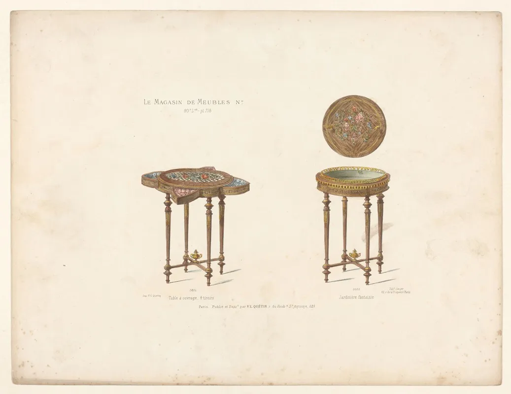 Table A Ouvrage 4 Tiroirs Jardiniere Fantaisie Wall Art by Victor Léon Michel Quétin - High-Resolution Digital Print