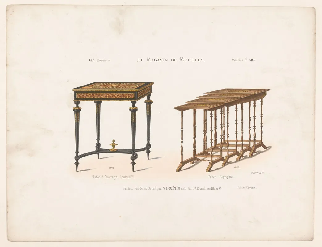 Table A Ouvrage Louis Xvi Table Gigogne Wall Art by Victor Léon Michel Quétin - High-Resolution Digital Print
