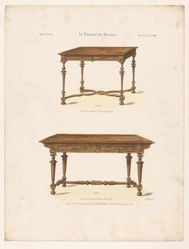 Table De Cabinet Genre Henri Ii Wall Art by Victor Léon Michel Quétin - High-Resolution Digital Print