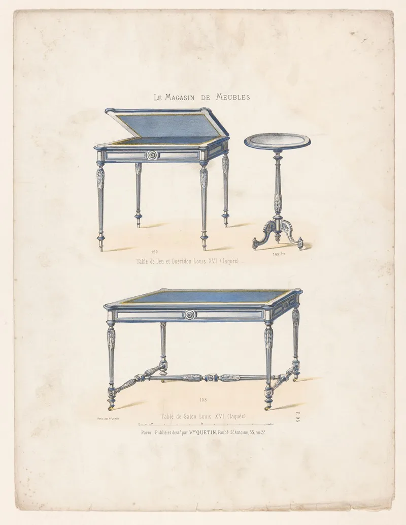 Table De Jeu Et Gueridon Louis Xvi Laques Table De Salon Louis Xvi Laquee Wall Art by Victor Léon Michel Quétin - High-Resolution Digital Print