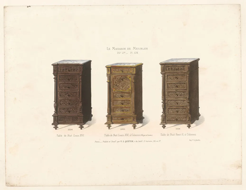 Table De Nuit Louis Xvi Table De Nuit Louis Xvi A Colonnes Noyer Et Cuivre Table De Nuit Henri Ii A Colonnes Wall Art by Victor Léon Michel Quétin - High-Resolution Digital Print