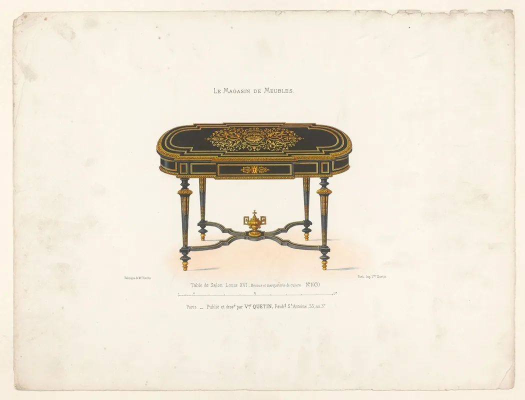 Table De Salon Louis Xvi Bronze Et Marqueterie De Cuivre Wall Art by Victor Léon Michel Quétin - High-Resolution Digital Print