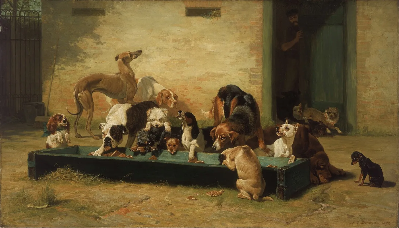 Table Dhote At A Dogs Home Wall Art by John Charles Dollman - High-Resolution Digital Print