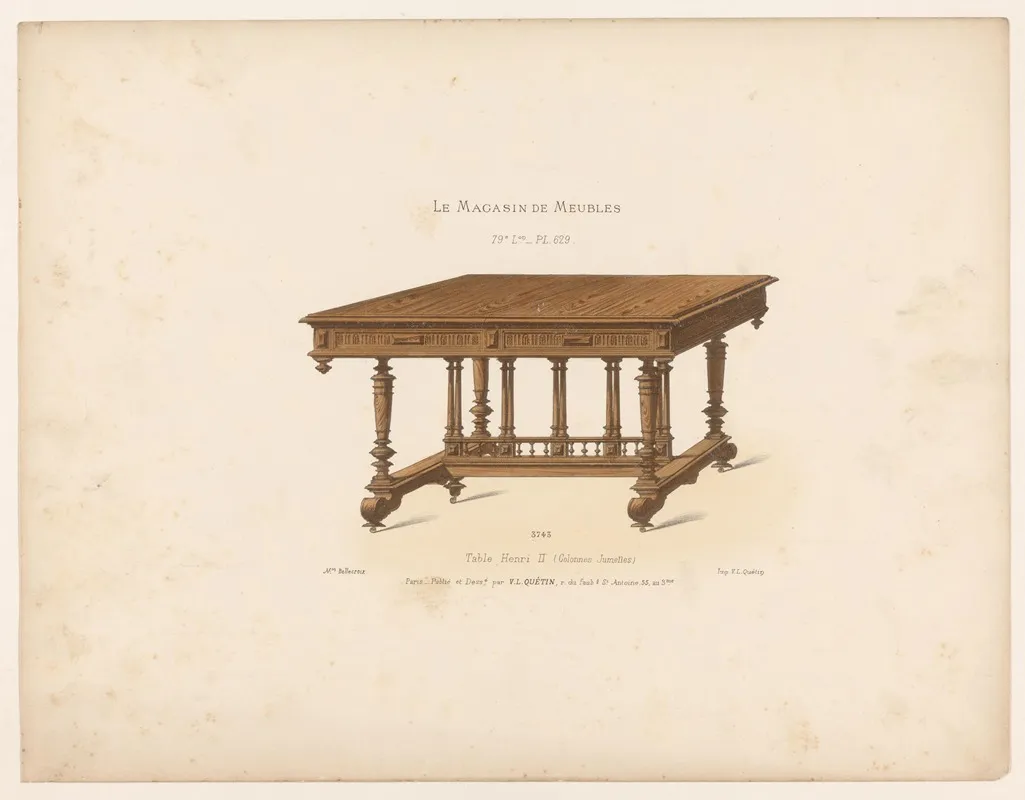 Table Henri Ii Colonnes Jumelles Wall Art by Victor Léon Michel Quétin - High-Resolution Digital Print