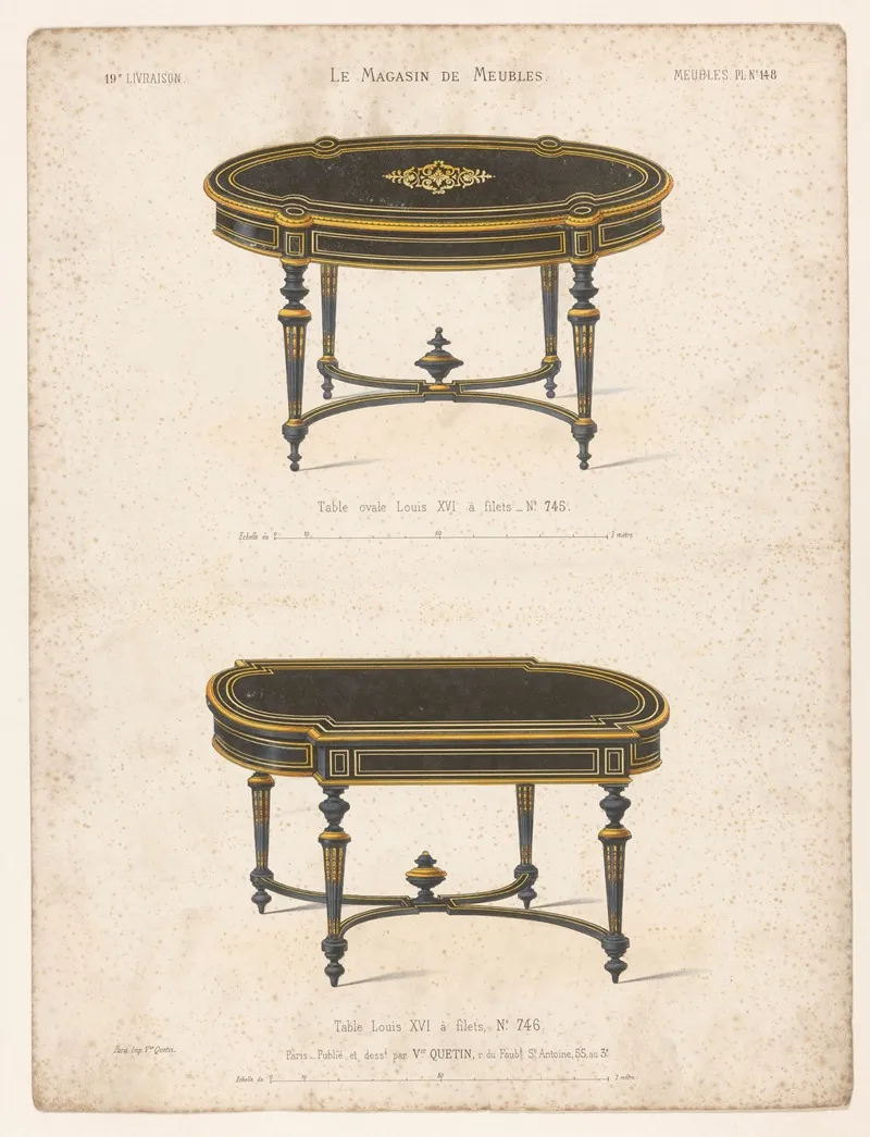 Table Ovale Louis Xvi A Filets Table Louis Xvi A Files Wall Art by Victor Léon Michel Quétin - High-Resolution Digital Print