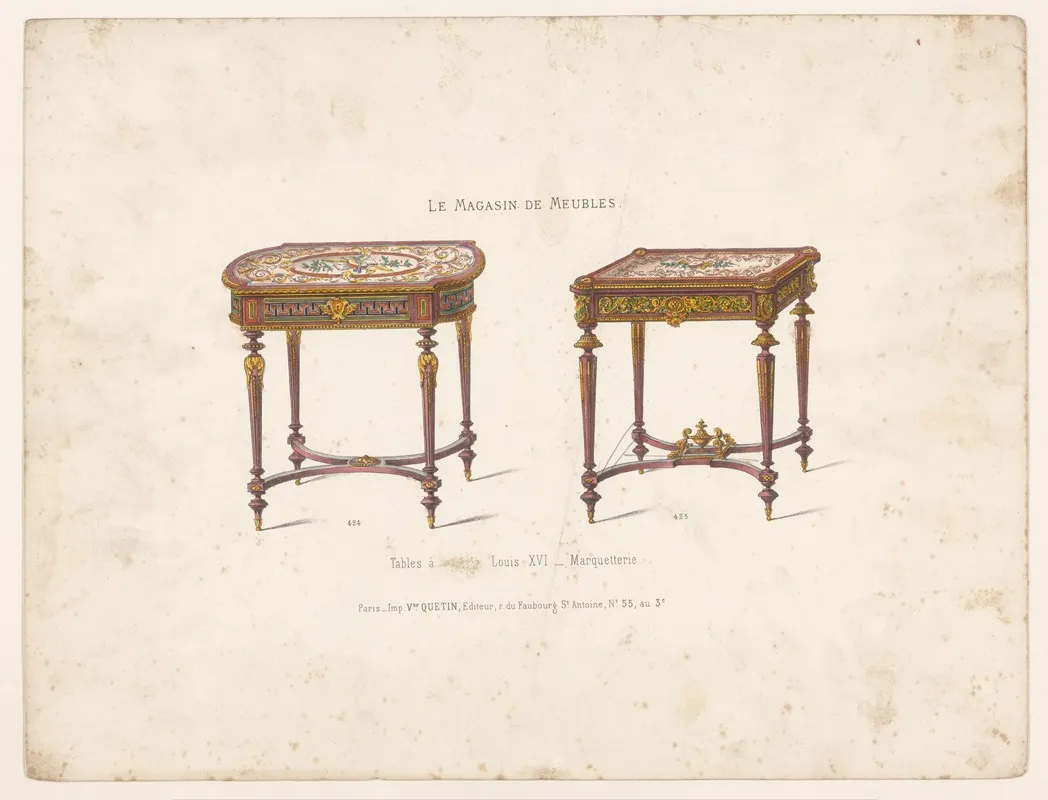 Tables A Ouvrage Louis Xvi Marquetterie Wall Art by Victor Léon Michel Quétin - High-Resolution Digital Print