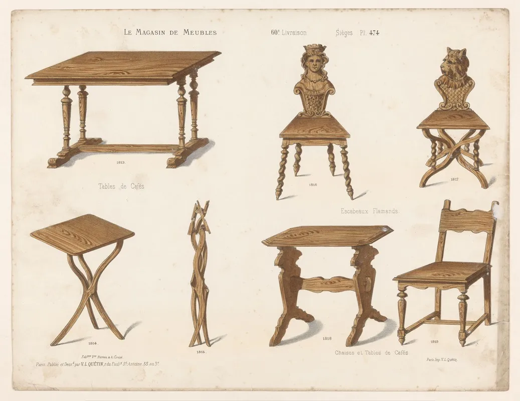 Tables De Cafes Escabeaux Flamands Chaises Et Tables De Cafes Wall Art by Victor Léon Michel Quétin - High-Resolution Digital Print