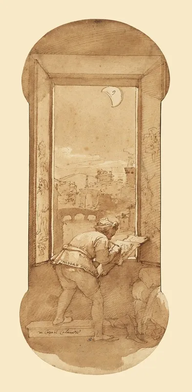 Taddeo Drawing By Moonlight In Calabreses House