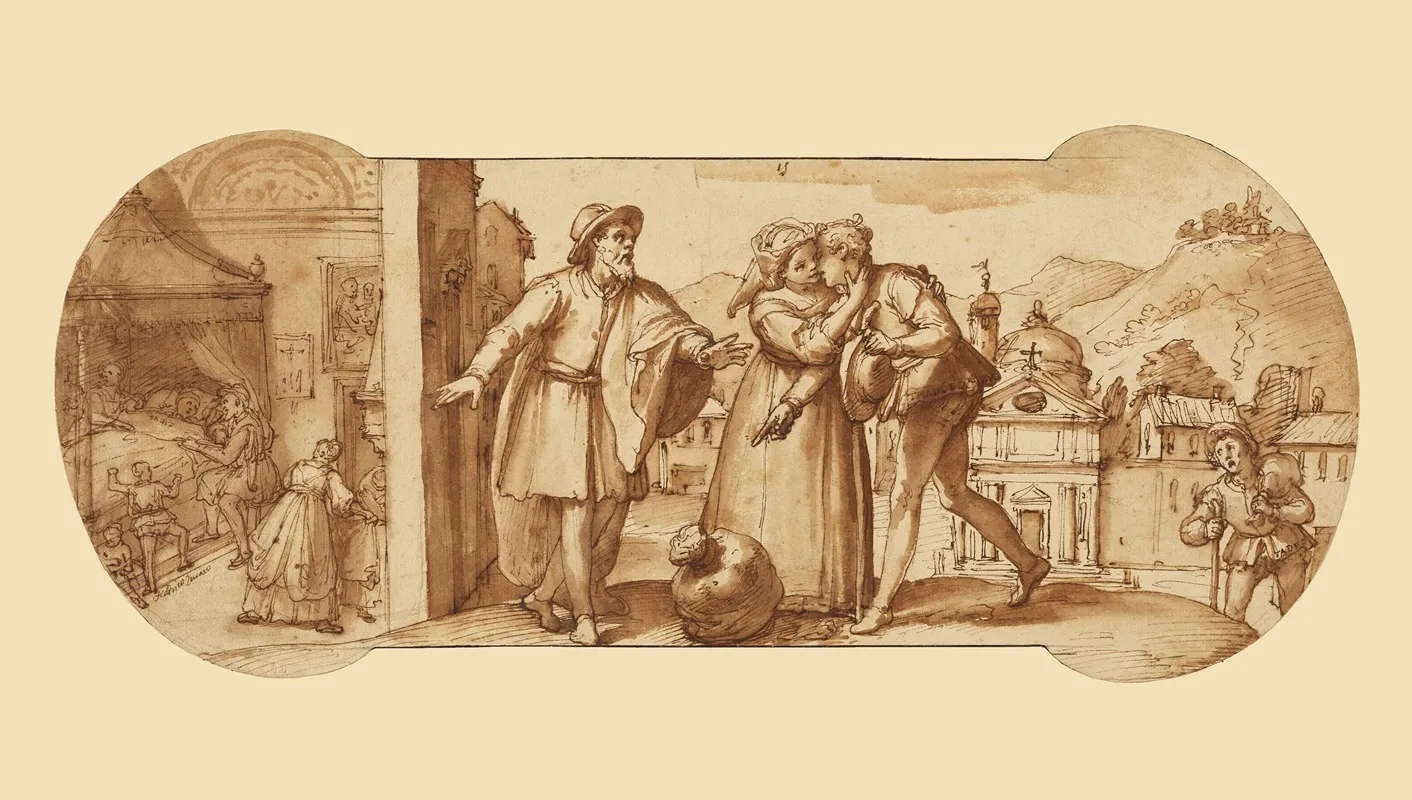 Taddeo Returning Home With The Sack Of Stones And In Bed Recovering From His Fever