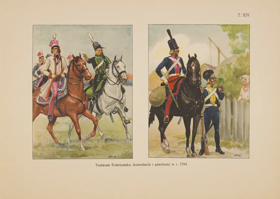 Tadeusz kosciuszko kawaleria i piechota w r 1794 Wall Art by Stanisław Haykowski - High-Resolution Digital Print