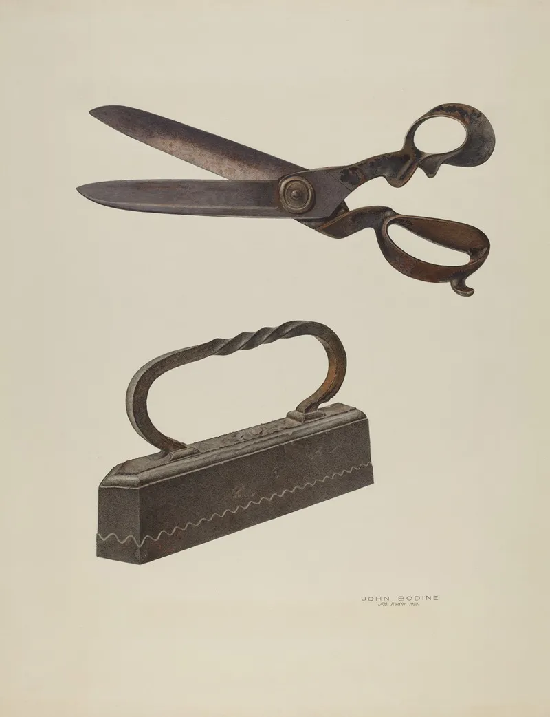 Tailors Shears And Iron Wall Art by John Bodine - High-Resolution Digital Print