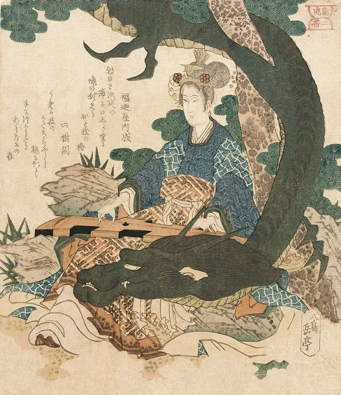 Taizhenwang Furen Playing One String Chin Encircled By Dragon