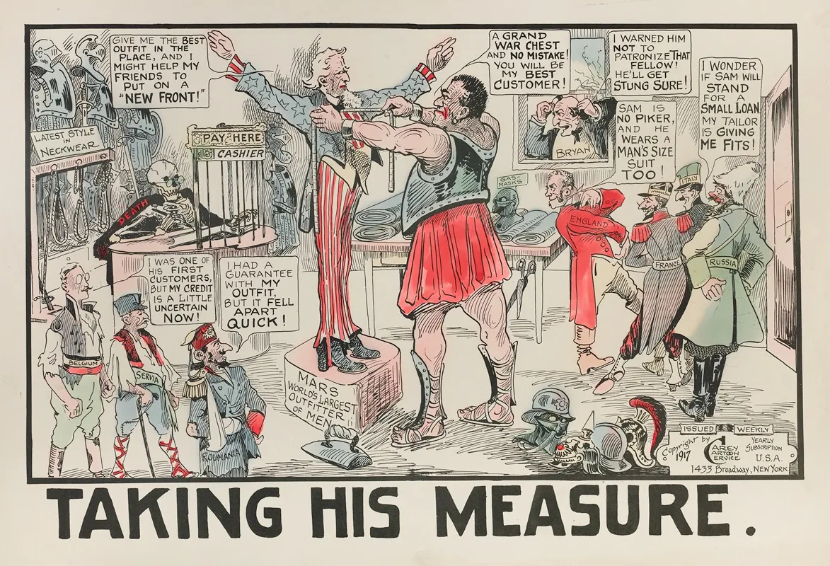 Taking His Measure Wall Art by Carey Cartoon Service - High-Resolution Digital Print