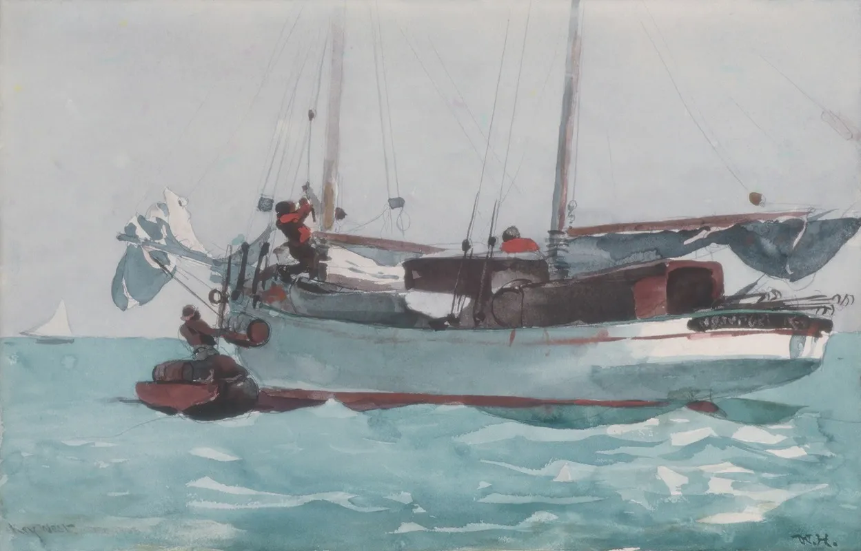 Taking On Wet Provisions Schooner Marked Newport K W