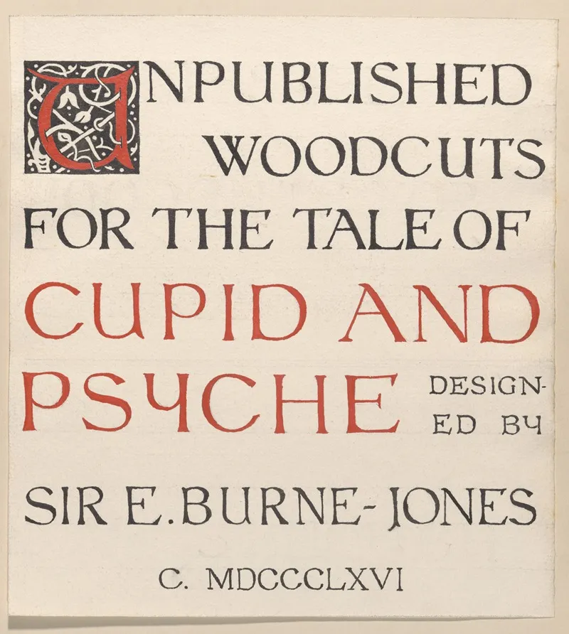 Tale Of Cupid And Psyche Title Page Wall Art by Sir Edward Coley Burne-Jones - High-Resolution Digital Print