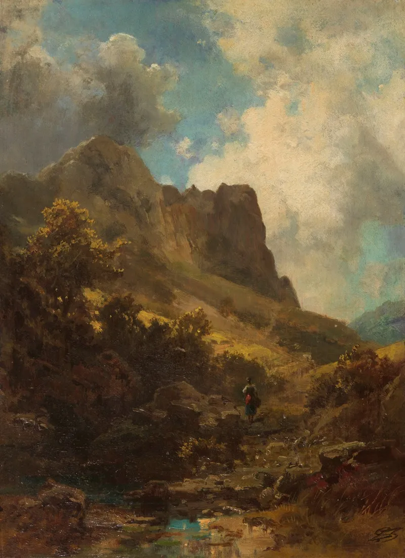 Talschlucht Mit Sennerin Wall Art by Carl Spitzweg - High-Resolution Digital Print