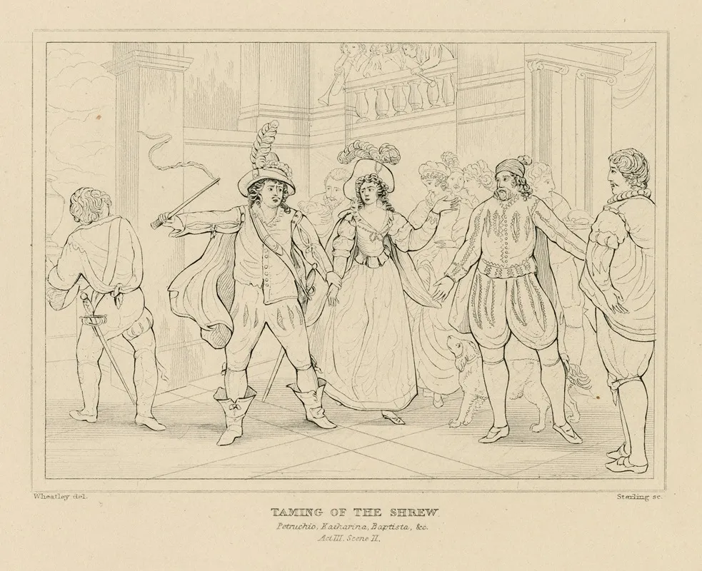 Taming Of The Shrew Petruchio Katharina Baptista C Act Iii Scene Ii Wall Art by William Francis Starling - High-Resolution Digital Print