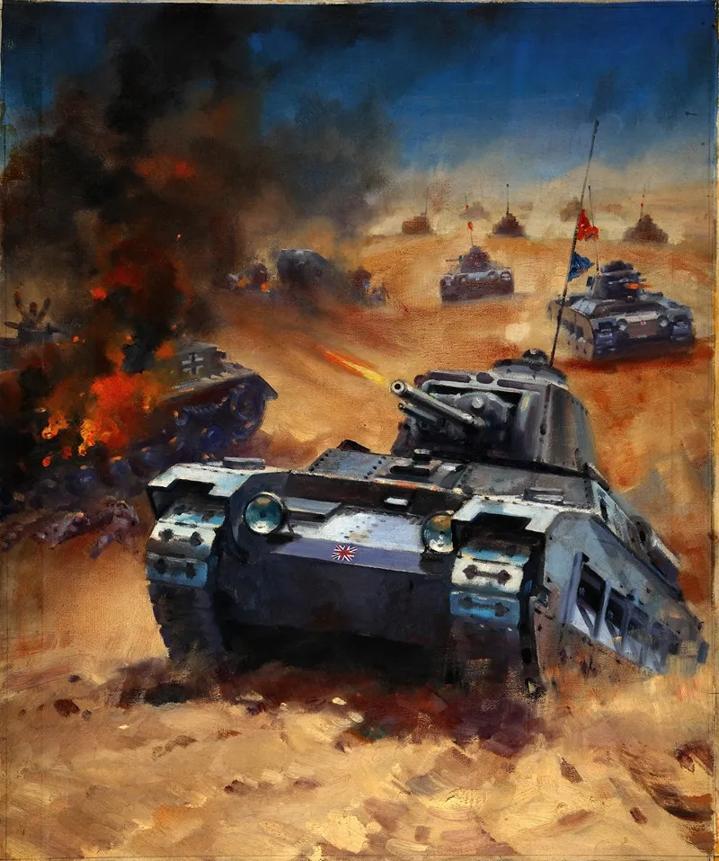 Tank Battle 2 Wall Art by W Krogman - High-Resolution Digital Print