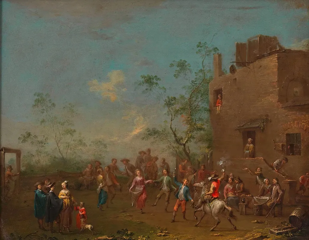 Tanz Vor Der Schenke Nach Der Hochzeit Wall Art by Norbert Joseph Carl Grund - High-Resolution Digital Print